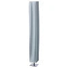 Dark Grey Pleated Fabric Column Floor Lamp, Square Profile Shade, Slim Chrome Base, Living Room & Bedroom Corner Accent