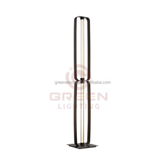 Black Steel Column Floor Lamp, 1280mm Tall, Twin Oval Loop Frame with Integrated LED Strip, Living Room & Office