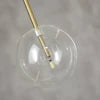 Clear Glass Globe Pendant Light, 20cm Diameter, Polished Brass Drop Rod, Bubble Silhouette, Dining Table & Kitchen Island