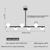 Opal Glass Globe Linear Bar Semi Flush Ceiling Light, Matt Black Angled Arms, 6 Light, Kitchen Island, Dining Room & Living Room