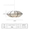 White Fabric Ellipse Pendant Light, Black Trim Panels, Wide Oval Lantern Shade, 60cm, Dining Room, Bedroom & Hallway