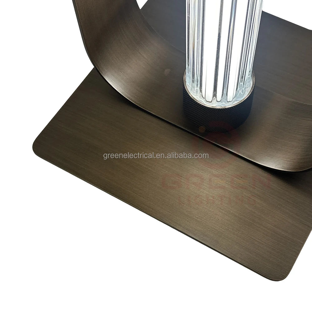 Black Steel Column Floor Lamp, 1280mm Tall, Twin Oval Loop Frame with Integrated LED Strip, Living Room & Office