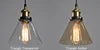 Smoked Amber Glass Cone Pendant Light, Antique Brass Holder, Exposed Lamp, Knurled Grip Band, Kitchen Island & Dining Table