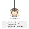 Ribbed Amber Smoked Glass Globe Pendant Light, Brass Cap on Braided Cable, 15cm, Bulb Not Included, Kitchen Island, Dining Table & Bedside