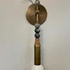 Marbled Stone Bead Wall Light, Antique Brass Rod, Bare Globe Bulb Style, Bedside & Living Room Wall Accent Piece