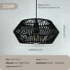 Perforated Rattan Drum Pendant Light, Black Finish, Black Cable Suspension, Bulb Not Included, Kitchen Island and Dining Table