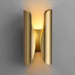 Brushed Gold Column Wall Light, Open Top and Base, Up and Down Glow, Integrated LED, Hallway, Living Room & Bedroom