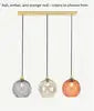 Fluted Glass Globe Cluster Pendant Light, Multicolour Finish on a 70cm Gold Bar, 3 Light, Bulb Not Included, Dining Table & Living Room