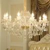 Clear Glass Candelabra Chandelier, 10 Lights, Gold Accents, 55cm Height, Layered Crystal Drops, Formal Dining Room & Stairwell