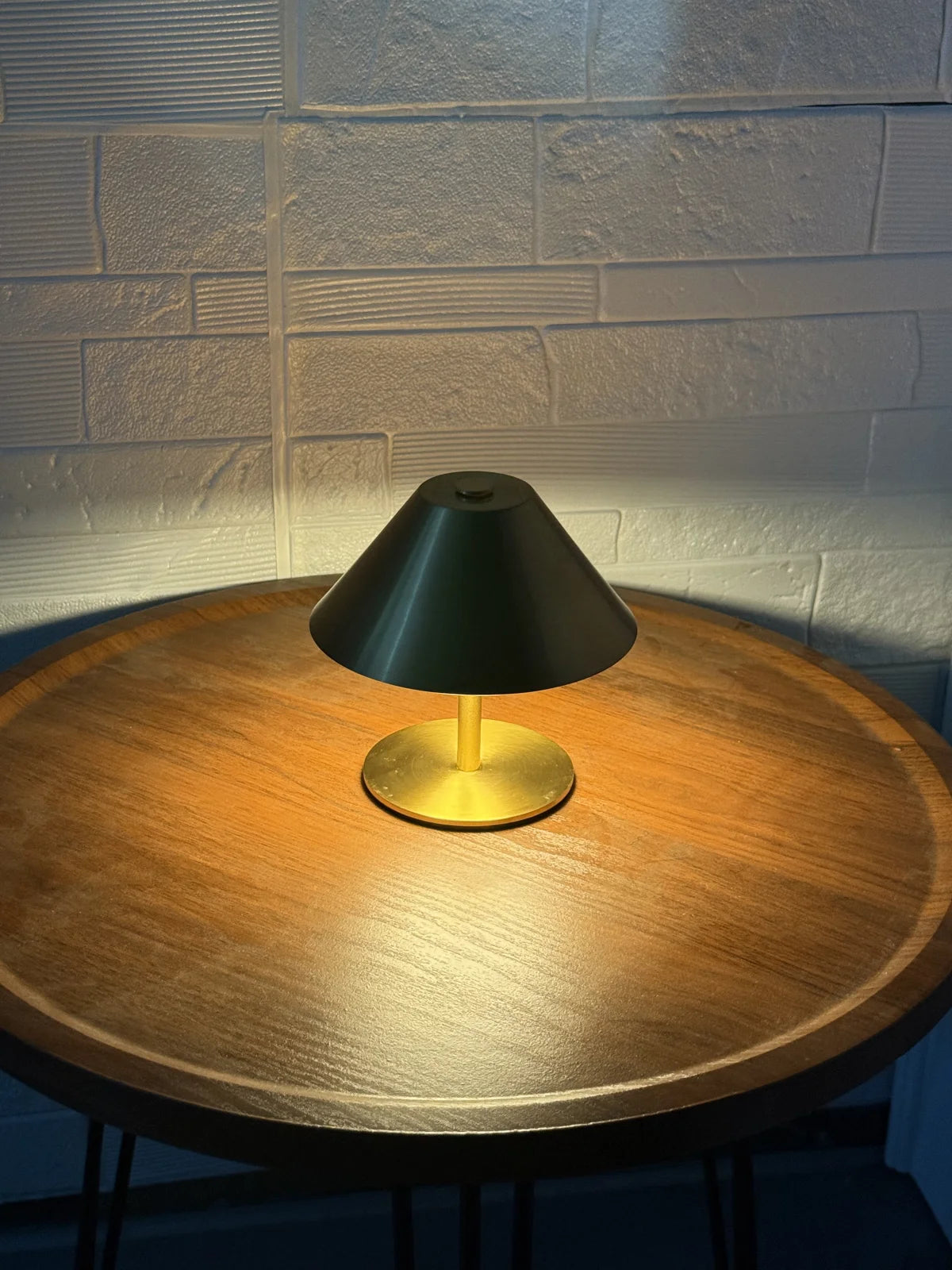Brushed Chrome Cone Shade Table Lamp, Slim Chrome Stem, Round Disc Base, Adjustable Colour, Bedside & Home Office Desk
