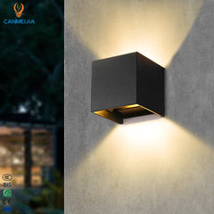 White Cube Outdoor Wall Light, Set of 2, Up and Down LED Beams, Integrated LED Wall Glow, Porch, Patio & Garden