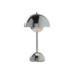 Polished Dome Table Lamp, Chrome Finish, Rechargeable Cordless Touch Control, Integrated LED, Bedside, Dining Table & Living Room