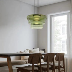 Smoked Grey Glass Tiered Disc Pendant Light, Graduated Layers, Cable Suspension, Dining Table & Kitchen Island