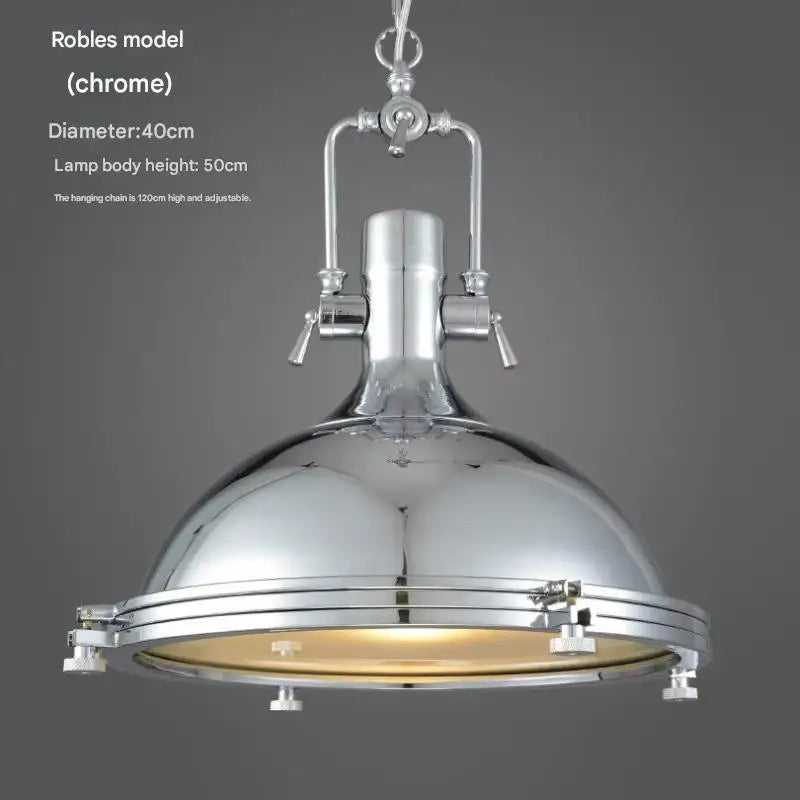 Chrome Steel Dome Pendant Light, Factory Pulley Fitting, Industrial Style, Kitchen Island, Home Office & Dining Table