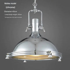 Chrome Steel Dome Pendant Light, Factory Pulley Fitting, Industrial Style, Kitchen Island, Home Office & Dining Table