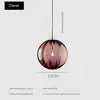 Fluted Glass Globe Pendant Light, Wine Red Embossed Finish on a Brass Cap, Bulb Not Included, Dining Table & Living Room
