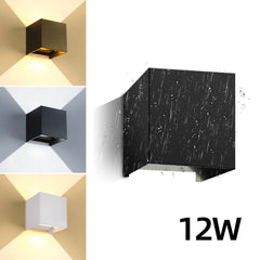 White Cube Outdoor Wall Light, Set of 2, Up and Down LED Beams, Integrated LED Wall Glow, Porch, Patio & Garden