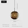 Fluted Glass Globe Pendant Light, Bronze Embossed Finish on a Brass Cap, Bulb Not Included, Dining Table & Living Room