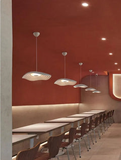 Grey Resin Disc Pendant Light, Radiating Wood Grain Rings, Integrated LED, Living Room, Bedside & Home Office