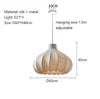Fluted Cream Fabric Teardrop Pendant Light, Onion Silhouette, Silk Effect Shade, Dining Table, Kitchen Island & Living Room