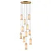 Frosted Alabaster Cluster Pendant Light, 11 Heads, Brass Ceiling Canopy, 200cm Drop, Kitchen Island & Dining Table