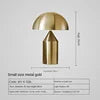 Brushed Gold Mushroom Dome Table Lamp, Slim Column Base, Metal Construction, Living Room & Home Office Desk Space