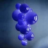 Glossy Blue Glass Bubble Cluster Chandelier, Graduated Round Bubbles, Chain Suspension, 100cm Drop, Stairwell & Dining Table
