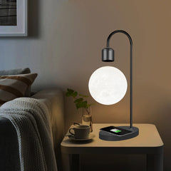 Black Sphere Table Lamp on a Chrome Arch, Textured Acrylic Globe on a Round Solid Wood Base, Desk and Living Room Accent