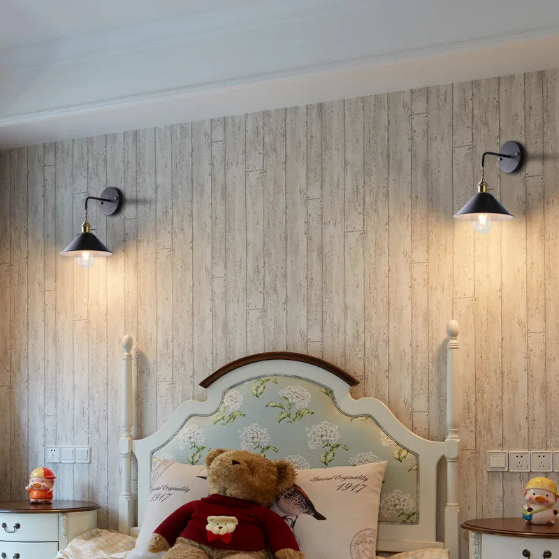 Matt Cone Metal Wall Light, White Finish, Brass Swivel Joint, Bare Bulb Industrial Style, Hallway & Living Room Accent