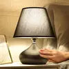 Teardrop Black Ceramic Table Lamp, Matt Rounded Base with a Charcoal Drum Shade, Bedside Table and Living Room