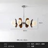 Opal Glass Cluster Chandelier, Chrome Finish, 8 Light Opal Glass Spheres with Brown Fin Panels, Dining Room, Living Room & Bedroom