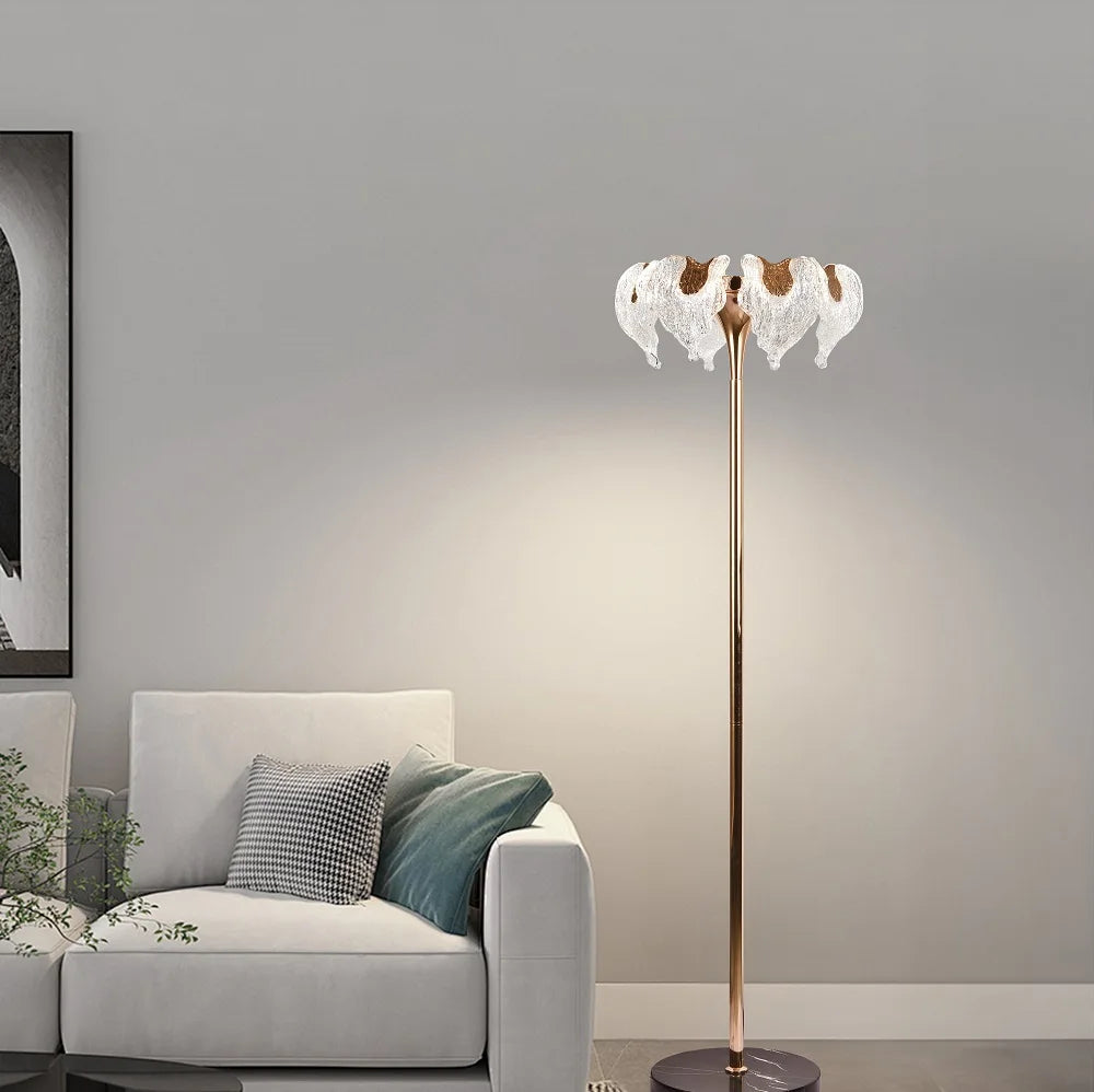 Curved Brass Linear Bar Chandelier, Textured Glass Clusters, 1000mm Bar Span, Integrated LED, Dining Room & Living Room