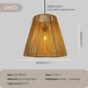 Wide-Brim Rattan Cone Pendant Light, Brown Finish, Black Cable Suspension, Bulb Not Included, Kitchen Island and Dining Table