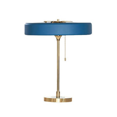 Black Fabric Drum Table Lamp, Brushed Brass Stem, Square Stone Base, Pull Chain Switch, Bedside, Console & Living Room