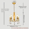 Faceted Crystal Branch Chandelier, Gold Finish, 5 Scrolled Candle Arms, 46 x 46 x 98cm, Dining Room & Living Room