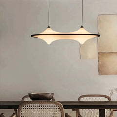 Frosted Glass 108 x 27cm Linear Bar Chandelier, Black Finish, 2 Light Saddle-Curved Frosted Glass Bar, Dining Table & Kitchen Island