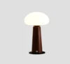 Opal Glass Dome Table Lamp, Tapered Solid Wood Column, Touch Control, Dark Walnut Finish, Bedside & Console, Home Office