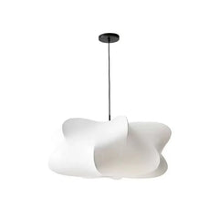 White Silk Cluster Pendant Light, 40cm Diameter, Soft Folded Cloud Shape on a Black Cord, Living Room & Bedroom