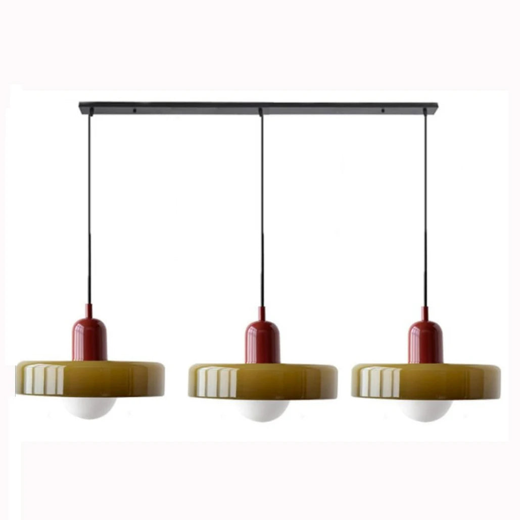 Glazed White Glass Disc Pendant Light, High Gloss Finish, Ribbed Rim Detail, 25cm, Exposed Bulb, Bedroom & Living Room