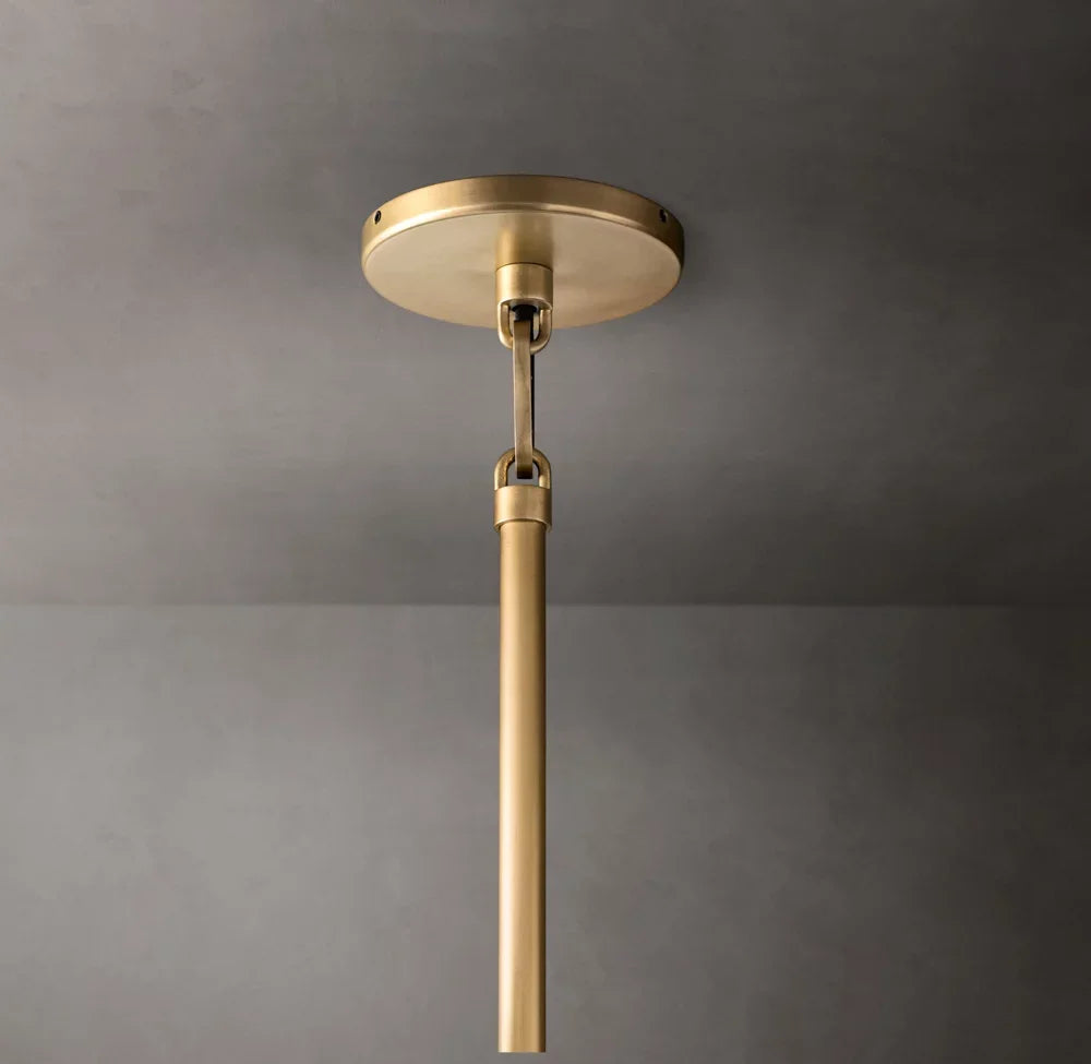 Fluted Clear Glass Cylinder Pendant Light, Bronze Cap and Base, Rod Suspension, Bulb Not Included, Kitchen Island & Dining Table