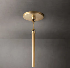 Fluted Clear Glass Cylinder Pendant Light, Bronze Cap and Base, Rod Suspension, Bulb Not Included, Kitchen Island & Dining Table