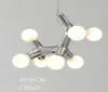 Chrome Branching Cluster Chandelier, 7 Head, Opal Glass Ball Shades, Ceiling Suspended, Dining Table & Hallway