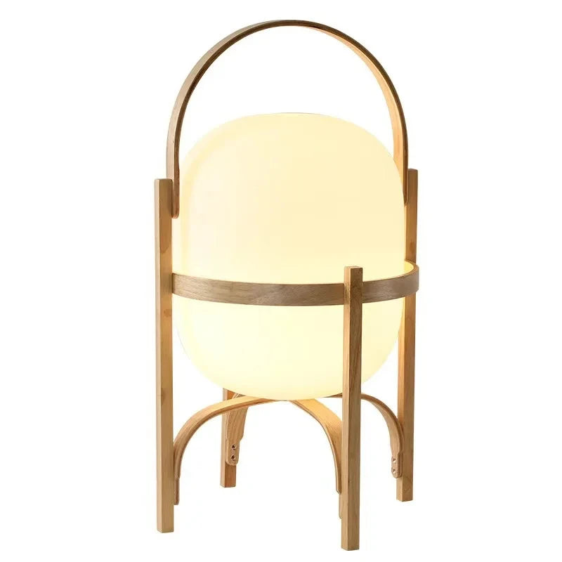 Bent Peach Frame Lantern Floor Lamp, Opal Glass Shade, Curved Carry Handle, Splayed Tripod Legs, Living Room & Bedroom