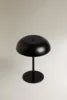 Compact Matt Black Dome Table Lamp, Adjustable Warm Glow, Rechargeable USB Base, Bedside, Living Room & Home Office