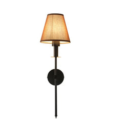 Textured Fabric Cone Wall Light, Black Arm And Round Backplate, Rust Shade, Traditional Silhouette, Bedside & Hallway