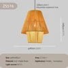 Pleated Rattan Cone Pendant Light, Brown Finish, Style C, Black Cable Suspension, Bulb Not Included, Kitchen Island and Dining Table