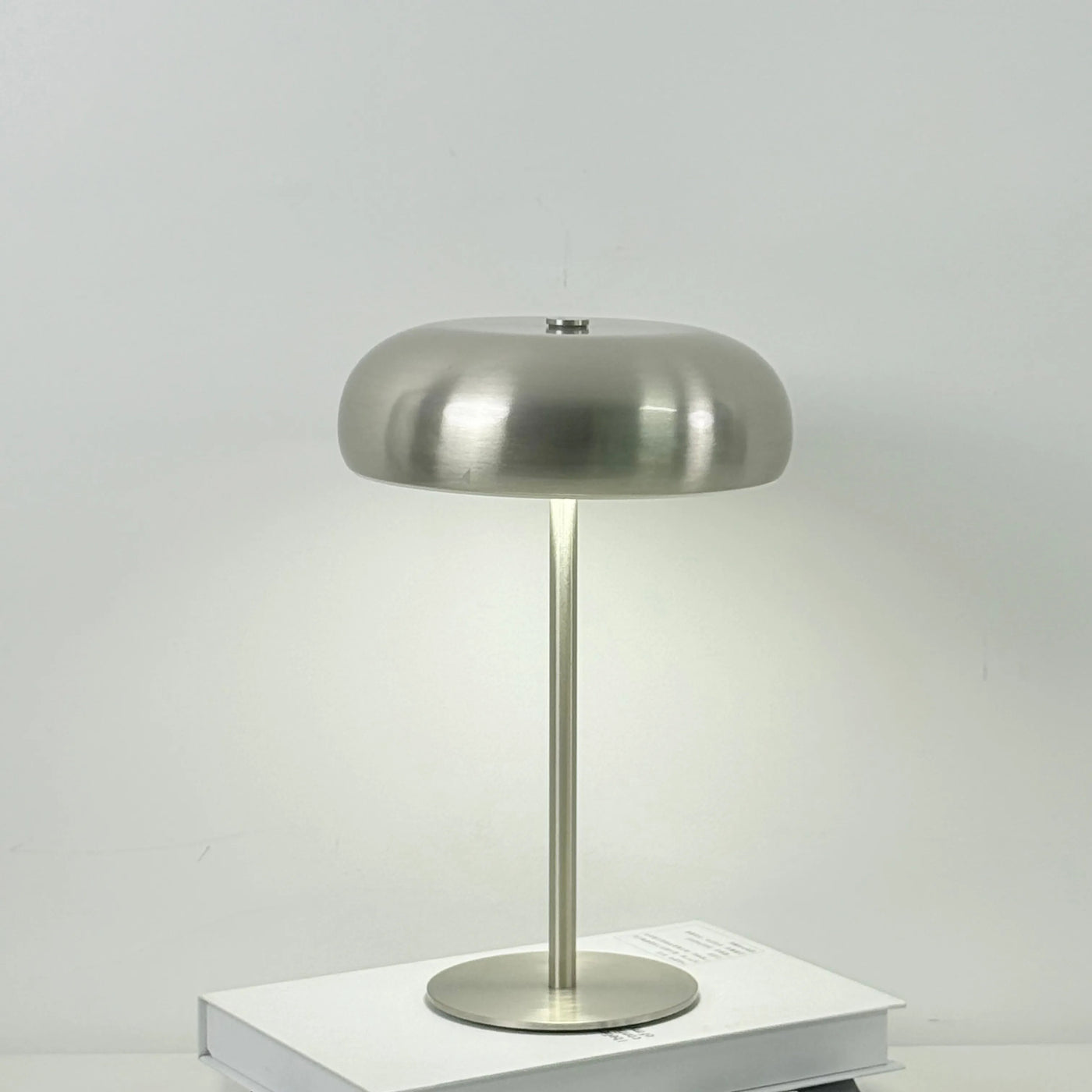 Mushroom Dome Table Lamp, Gold Tone Finish, Cordless Rechargeable Touch Control, Bedside, Console & Home Office