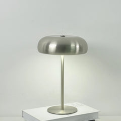 Mushroom Dome Table Lamp, Gold Tone Finish, Cordless Rechargeable Touch Control, Bedside, Console & Home Office