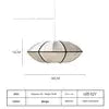 White Fabric Ellipse Pendant Light, Black Trim Panels, Wide Oval Lantern Shade, 40cm, Dining Room, Bedroom & Hallway