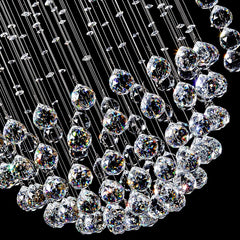 Crystal Spiral Cluster Chandelier, 9 Lamp, Faceted Crystal Beads, Long Cascading Drop, Stairwell, Hallway & Landing